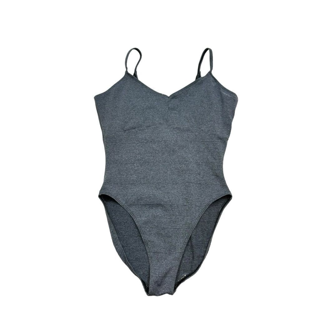Ladies Danskin Grey V Back Pull On Body Suit Size Large